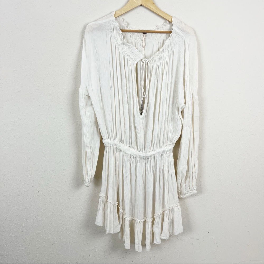 Free People Cream Long Sleeve Mini Dress
